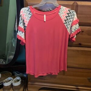 Coral Chevron Sleeve Women's Top